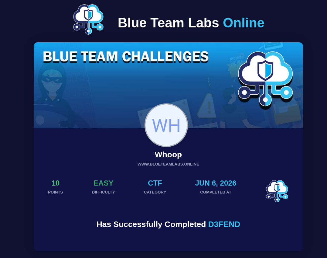 D3FEND - Blue Team Labs Online